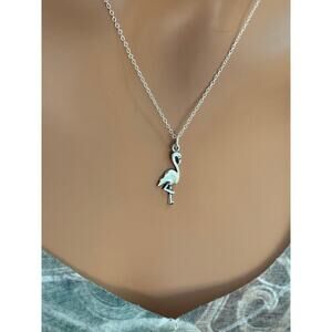 Sterling Silver Oxidized Flamingo Charm Necklace